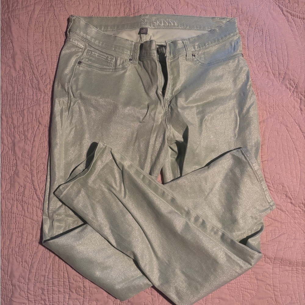 New York & Company Mint Green Sparkle Pants SIZE 12